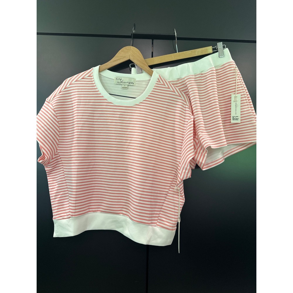 Vintage Havana Womens Cloud Fleece Pink Stripe Lounge Setโ B14315 B14316 S NWT